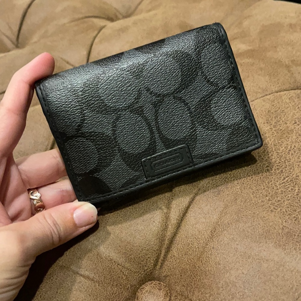 COACH MENS WALLET BLACK CC CANVAS